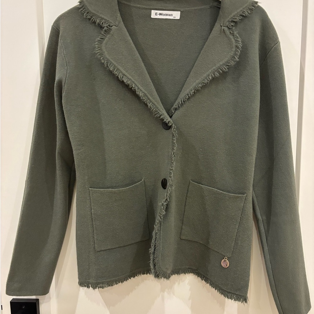 Olive Green Frayed Cardigan